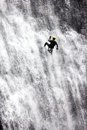 rappelling at the waterfall