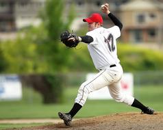 Baseball Pitcher Player on a blurred background