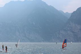 Surfers on Garda Italy