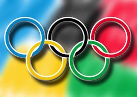 olympic rings on colorful background