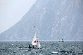landscape of mountains and Garda Lake in Italy
