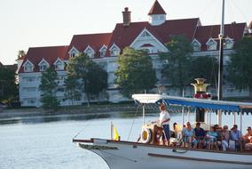 tourists on a boat on a lake in florida