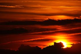 Orange Romantic Skies in the dark twilight