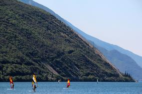 windsurfing competition on Lake Garda in Italy