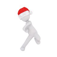 White figure, dancing in beautiful, red and white Christmas Santa Hat, on clipart