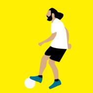 soccer player as an illustration on yellow