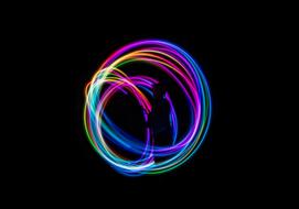 Beautiful, bright and colorful, gradient circles at black background