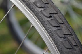 bicycle tire close up on blurred background