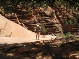 rock climbing in the canyon on a sunny day