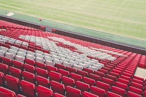 Red and white seats, at the stadium, in the pattern