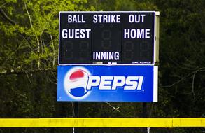 baseball scoreboard and logo