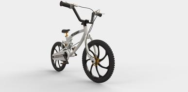 Conceptual design, with the 3d model of the white and black bike, clipart