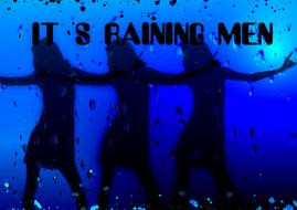 silhouettes of girls in the rain on a blue background