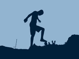 silhouette of boy football player