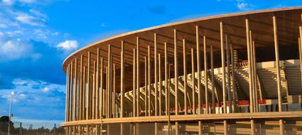 National Stadium in light, in Brasilia, Brazil