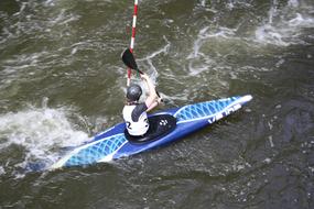 top view of a kayaker in rough water