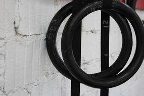 Gymnastic Rings close-up near the wall