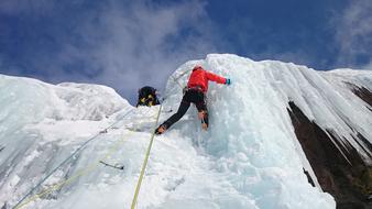 ice climbers on a rock on a summer day