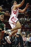 high jump basketball in arena