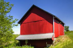 landscape of red Rustic Barns