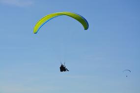 paragliding under the blue sky