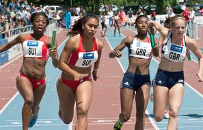 womens race in athletics close up