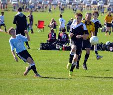 youth soccer team on the field during the game