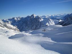 Skiing on Snowy Mountains landscape