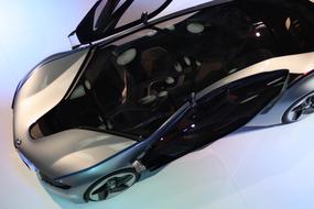 new Bmw Car with open door, top view