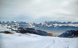 ski resort on a snowy slope in Switzerland