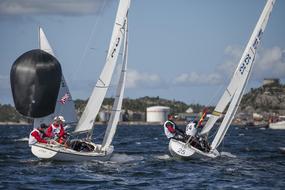 Sailboats Racing Competition on ocean