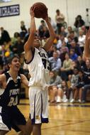 basketball in front of spectators