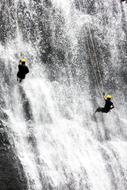 two climbers at the waterfall