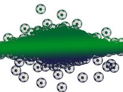 Gradient shapes with football balls, at white background, clipart