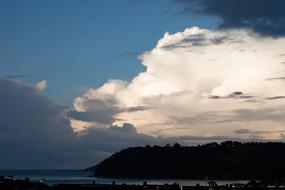 Beautiful landscape of the hills on the coast of England, in the morning light, under the clouds