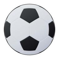 Model of the white and black soccer ball, at white background, clipart