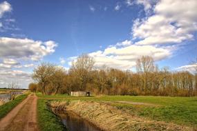 sky with white clouds in a picturesque landscape