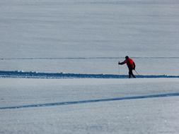 Cross Country Skiing on Snow Trail