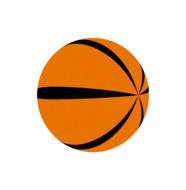 Model of the orange and black basketball ball, at white background, clipart