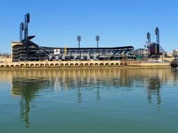 Pnc Park on the shore in Pittsburgh, Pennsylvania, USA, under the blue sky