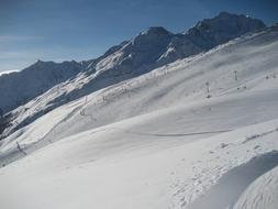 Beautiful landscape with the snowy mountains in SÃ¶lden, Austria, in sunlight, in the winter