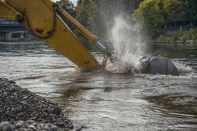 excavators on the banks of the Danube