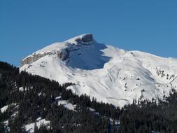 mountain in the snow under the blue sky