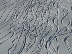 crooked ski tracks in the snow