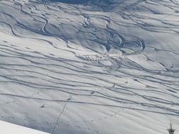 ski tracks in deep snow