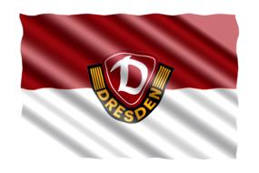 Wavy, colorful flag of Dynamo Dresden, at white background, clipart