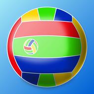 multicolored volleyball ball on blue background