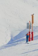 skiing in the snowy mountains