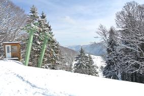 ski lift near the forest on the mountain