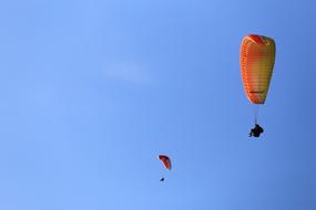 Paragliding in a clear sky on a sunny day